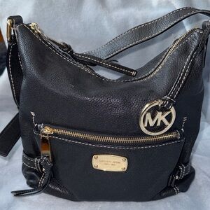 Michael Kors Black Shoulder Bag with Gold Accents